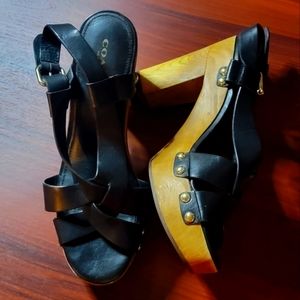 Coach Black Wooden Heel Shoes, Size 7